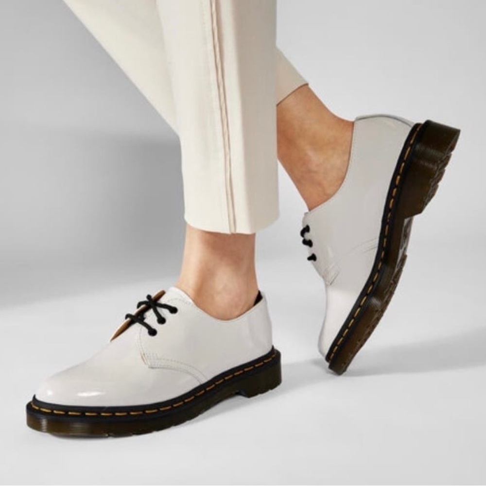 Dr Martens white patent oxfords 26754 unisex